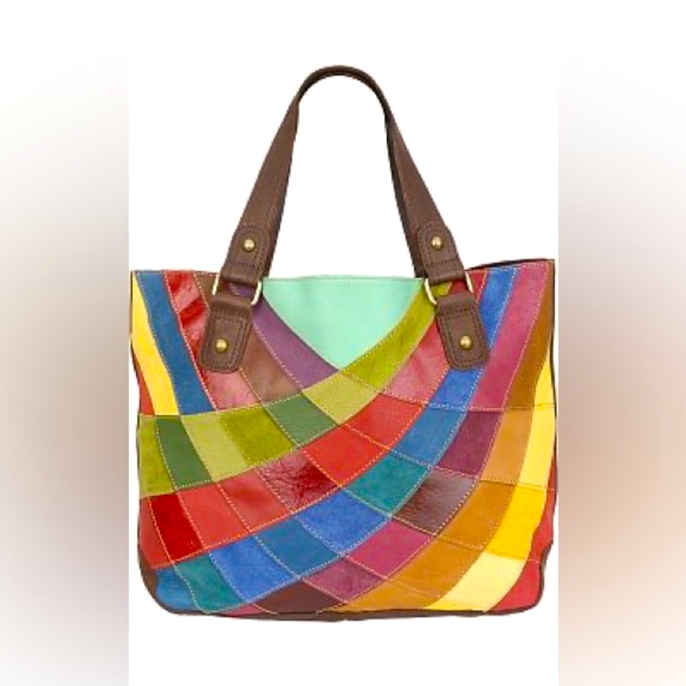Pelle Studio Multicolor Patchwork Leather Tote with Brown Handles